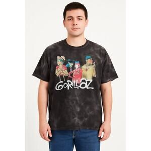 Gorillaz Tie-Dye Band T-Shirt – Size XL – Black/Gray Gildan Tee – 100% Cotton